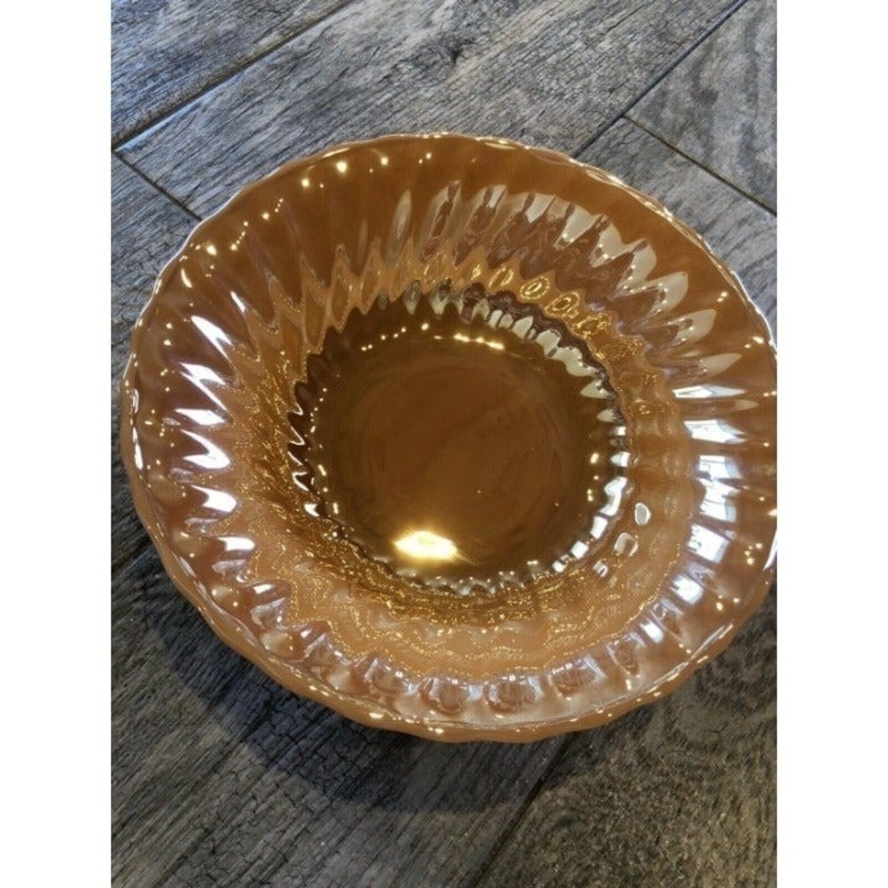 Fire King Peach Lustre Bowl MCM Peach Swirl Shell glow Iridescent USA 50s